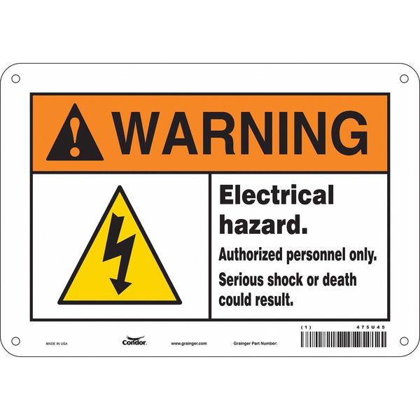 Safety Sign, 7 in Height, 10 in Width, Aluminum, Vertical Rectangle, English, 475U45