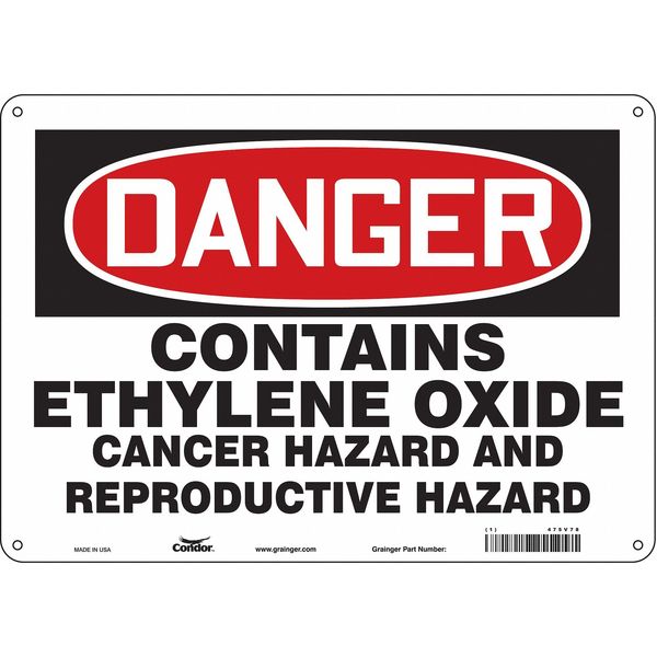 Safety Sign, 10 in Height, 14 in Width, Aluminum, Horizontal Rectangle, English, 475V78