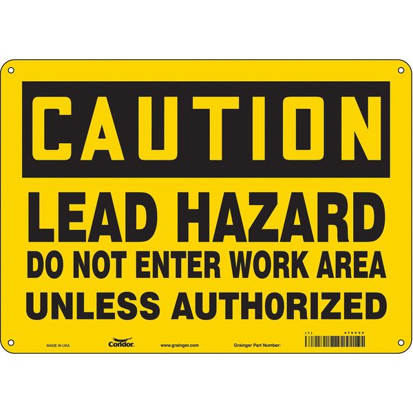 Safety Sign, 10 in Height, 14 in Width, Aluminum, Horizontal Rectangle, English, 475V59