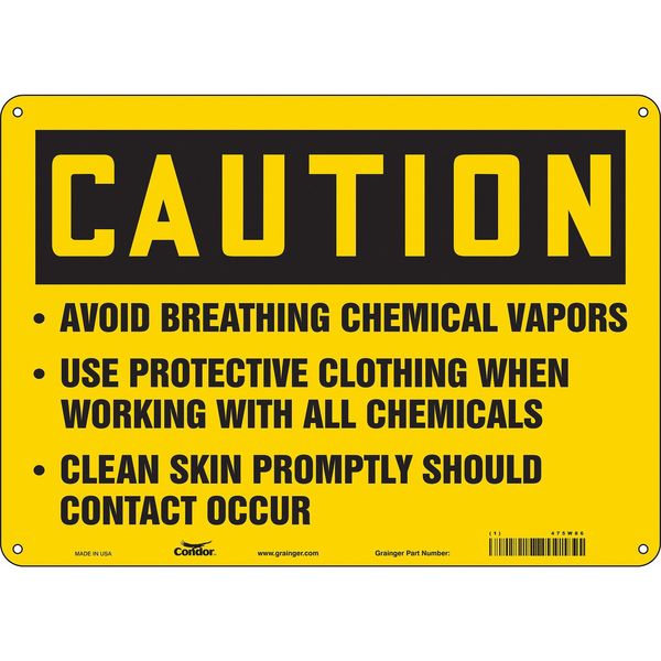 Safety Sign, 10 in Height, 14 in Width, Aluminum, Horizontal Rectangle, English, 475W86