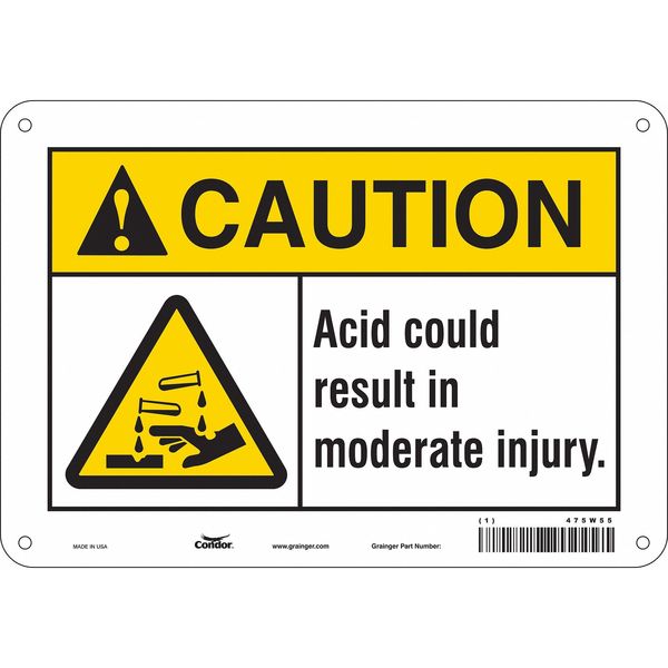 Chemical Sign, 7 in H, 10 in W, Vertical Rectangle, English, 475W55