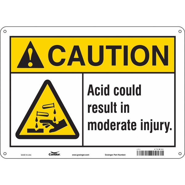 Safety Sign, 10 in Height, 14 in Width, Aluminum, Horizontal Rectangle, English, 475W56