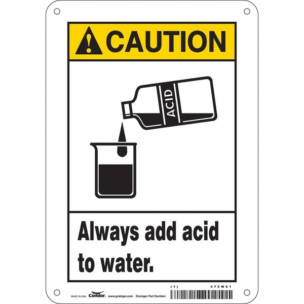 Safety Sign, 10 in Height, 7 in Width, Aluminum, Horizontal Rectangle, English, 475W61