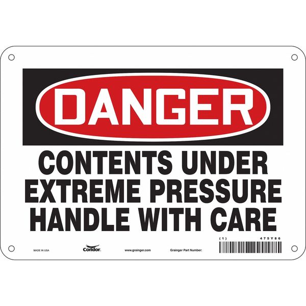 Safety Sign, 7 in Height, 10 in Width, Aluminum, Vertical Rectangle, English, 475Y86