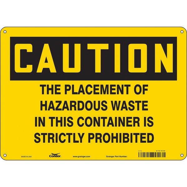 Safety Sign, 10 in Height, 14 in Width, Aluminum, Horizontal Rectangle, English, 475Y09