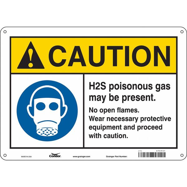 Safety Sign, 10 in Height, 14 in Width, Aluminum, Horizontal Rectangle, English, 475Y41