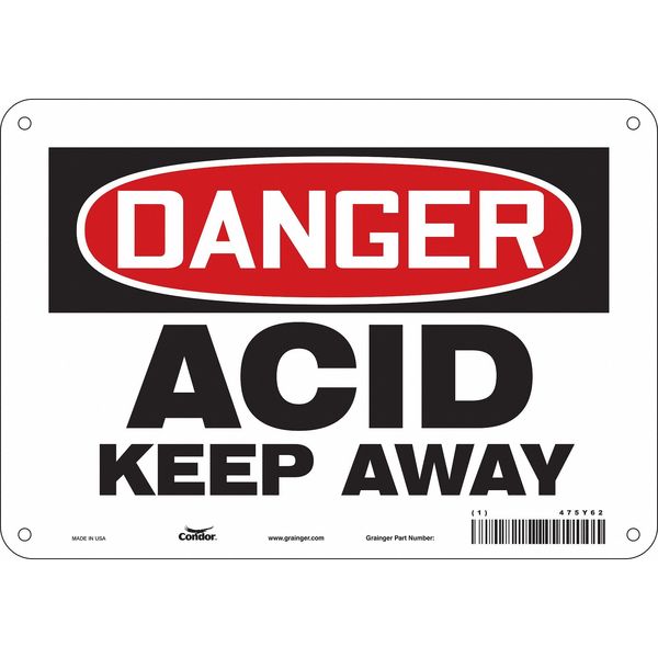 Safety Sign, 7 in Height, 10 in Width, Aluminum, Vertical Rectangle, English, 475Y62
