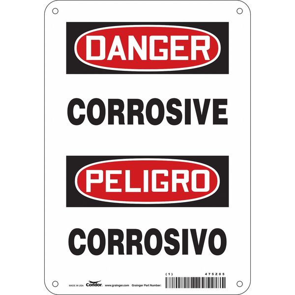 Chemical Sign, 10 in H, 7 in W, Horizontal Rectangle, English, Spanish, 475Z05