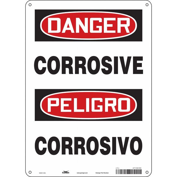 Safety Sign, 14 in Height, 10 in Width, Aluminum, Vertical Rectangle, English, Spanish, 475Z06
