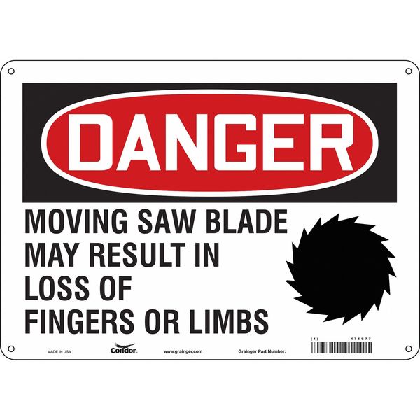 Safety Sign, 10 in Height, 14 in Width, Aluminum, Horizontal Rectangle, English, 475C77