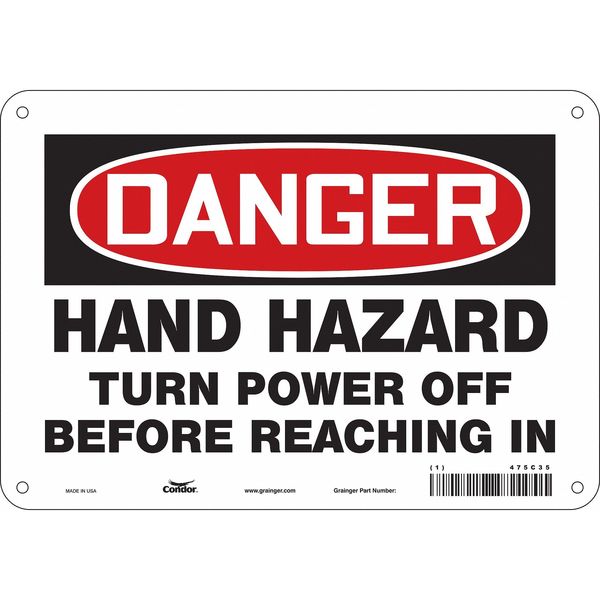 Safety Sign, 7 in Height, 10 in Width, Aluminum, Vertical Rectangle, English, 475C35