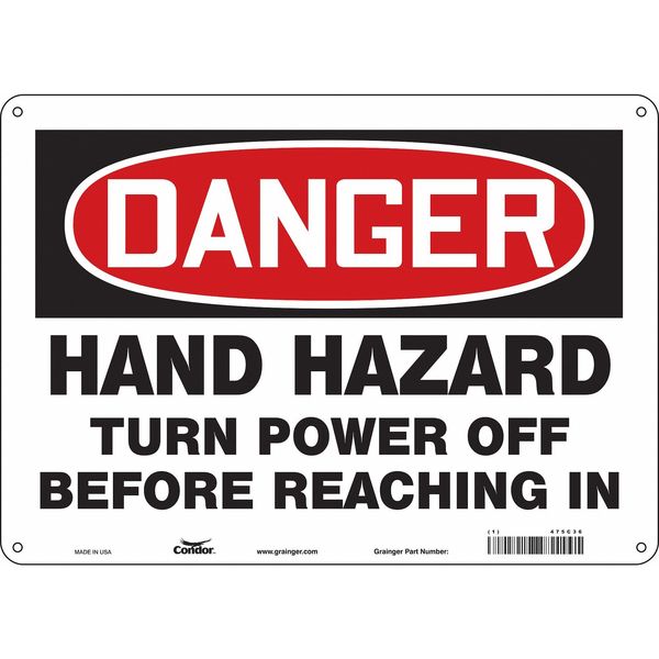 Safety Sign, 10 in Height, 14 in Width, Aluminum, Horizontal Rectangle, English, 475C36