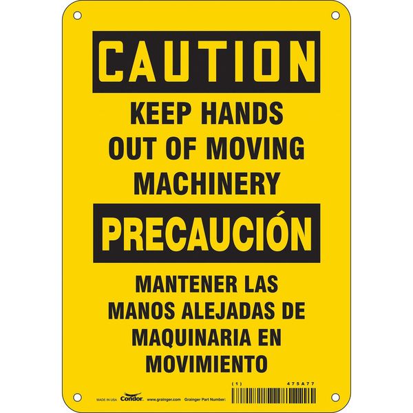 Safety Sign, 10 in Height, 7 in Width, Aluminum, Horizontal Rectangle, English, Spanish, 475A77