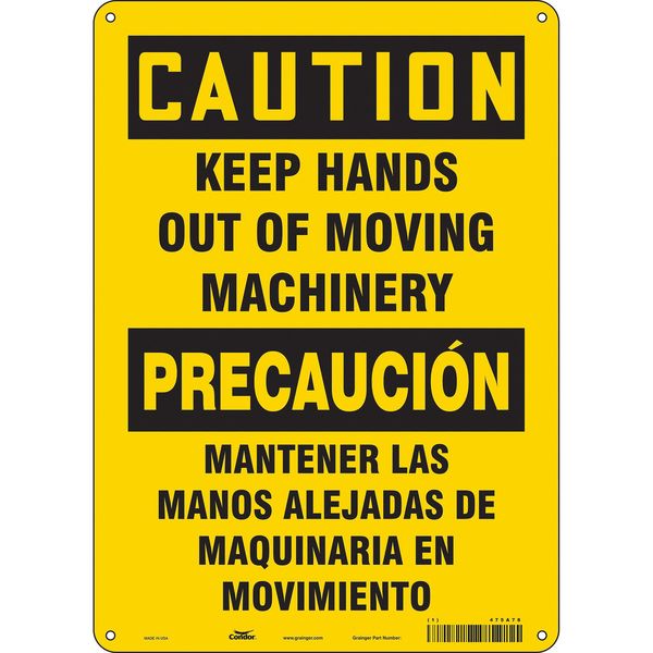 Safety Sign, 14 in Height, 10 in Width, Aluminum, Vertical Rectangle, English, Spanish, 475A78