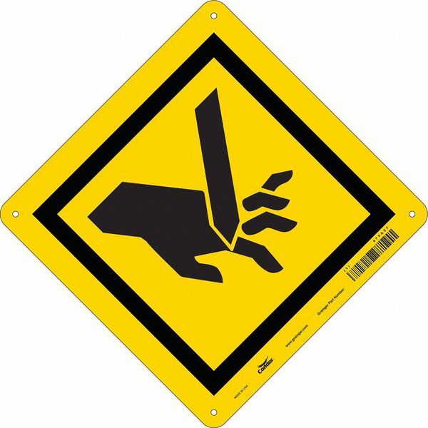 Safety Sign, 10 in Height, 14 in Width, Aluminum, Diamond, English