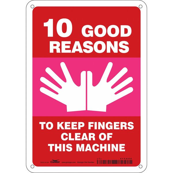 Safety Sign, 10 in Height, 7 in Width, Aluminum, Horizontal Rectangle, English, 475A50