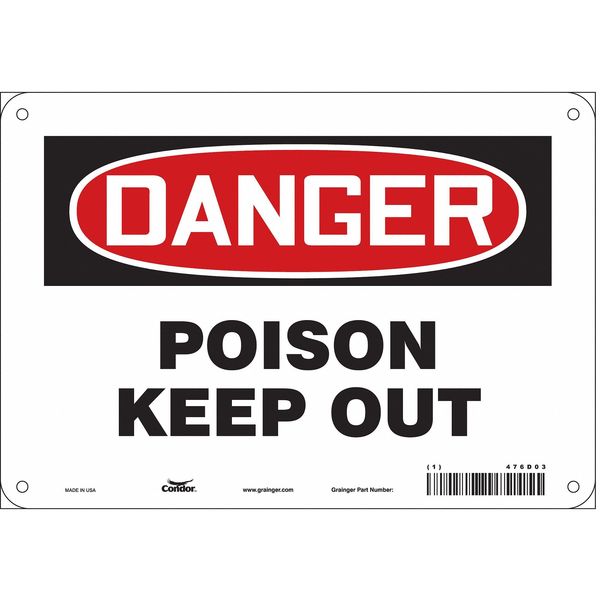 Safety Sign, 7 in Height, 10 in Width, Aluminum, Vertical Rectangle, English, 476D03