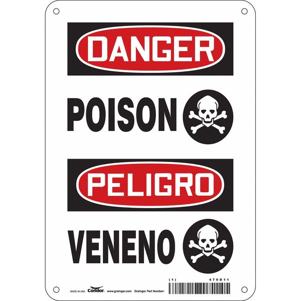 Chemical Sign, 10 in H, 7 in W, Horizontal Rectangle, English, Spanish, 476D11