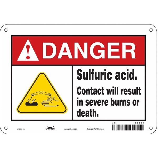 Chemical Sign, 7 in H, 10 in W, Vertical Rectangle, English, 476D58