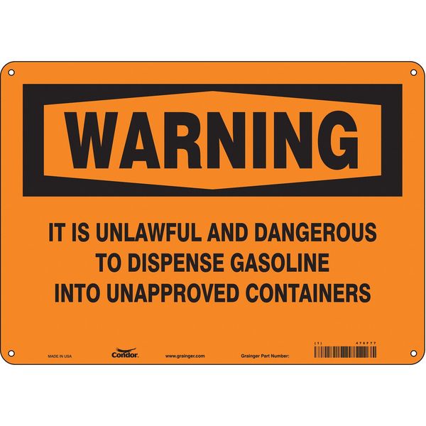 Chemical Sign, 10 in H, 14 in W, Horizontal Rectangle, English, 476F77