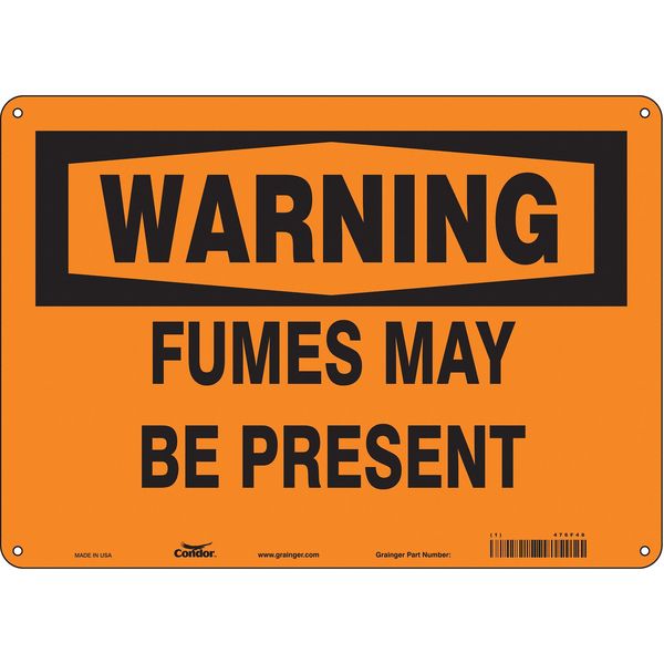 Safety Sign, 10 in Height, 14 in Width, Aluminum, Horizontal Rectangle, English, 476F46