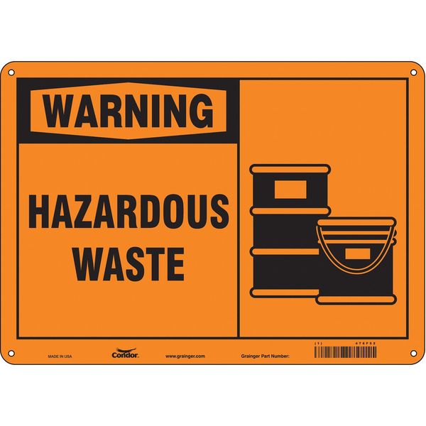 Safety Sign, 10 in Height, 14 in Width, Aluminum, Horizontal Rectangle, English, 476F52