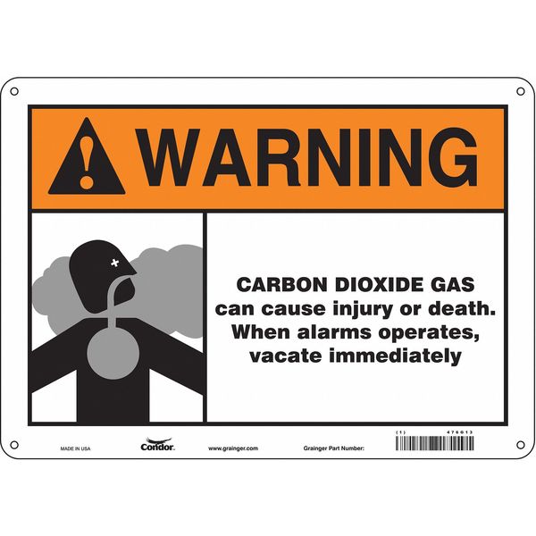 Safety Sign, 10 in Height, 14 in Width, Aluminum, Horizontal Rectangle, English, 476G13