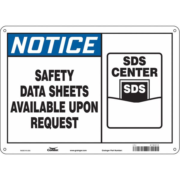 Safety Sign, 10 in x 14 in, Aluminum