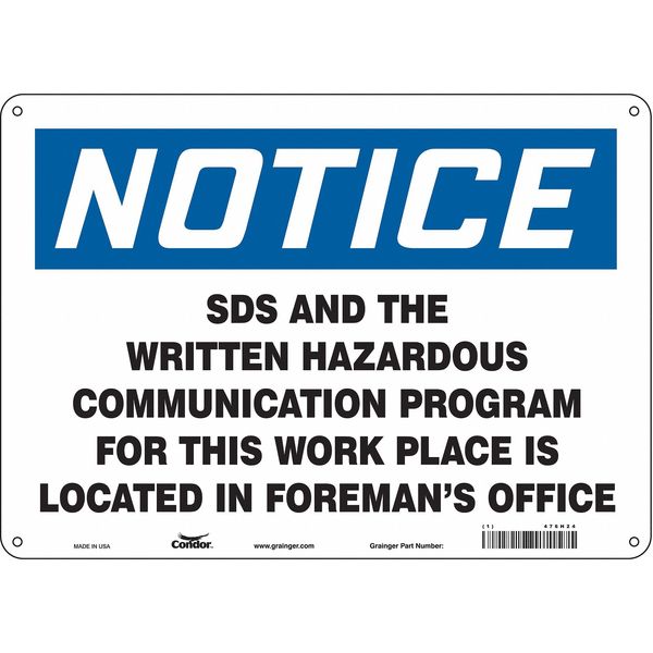 Safety Sign, 10 in x 14 in, Aluminum
