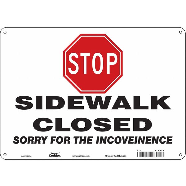Safety Sign, 10 in Height, 14 in Width, Aluminum, Horizontal Rectangle, English, 476H53