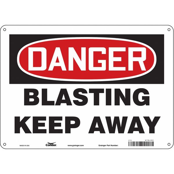 Safety Sign, 10 in Height, 14 in Width, Aluminum, Horizontal Rectangle, English, 476J22