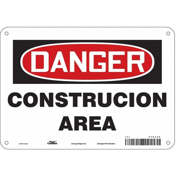 Safety Sign, 7 in Height, 10 in Width, Aluminum, Vertical Rectangle, English, 476J34