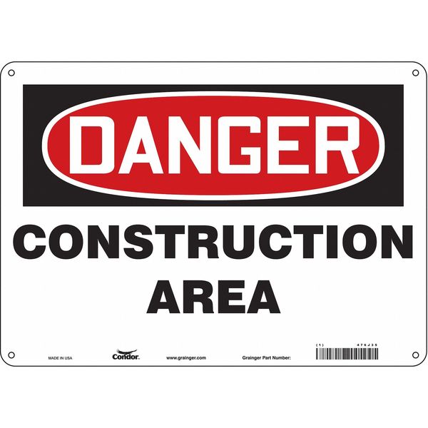 Safety Sign, 10 in Height, 14 in Width, Aluminum, Horizontal Rectangle, English, 476J35