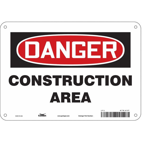Safety Sign, 7 in Height, 10 in Width, Polyethylene, Vertical Rectangle, English, 476J37