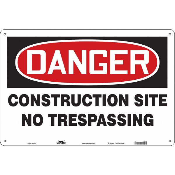 Safety Sign, 24 in H, 36 in W, Aluminum, Horizontal Rectangle, English, 476K12
