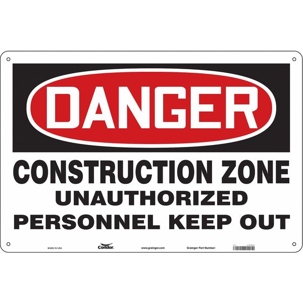 Safety Sign, 24 in H, 36 in W, Aluminum, Horizontal Rectangle, English, 476K25