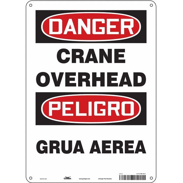 Safety Sign, 14 in Height, 10 in Width, Aluminum, Vertical Rectangle, English, Spanish, 476K62