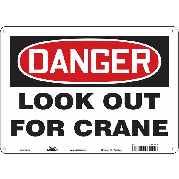 Safety Sign, 10 in Height, 14 in Width, Aluminum, Horizontal Rectangle, English, 476L15