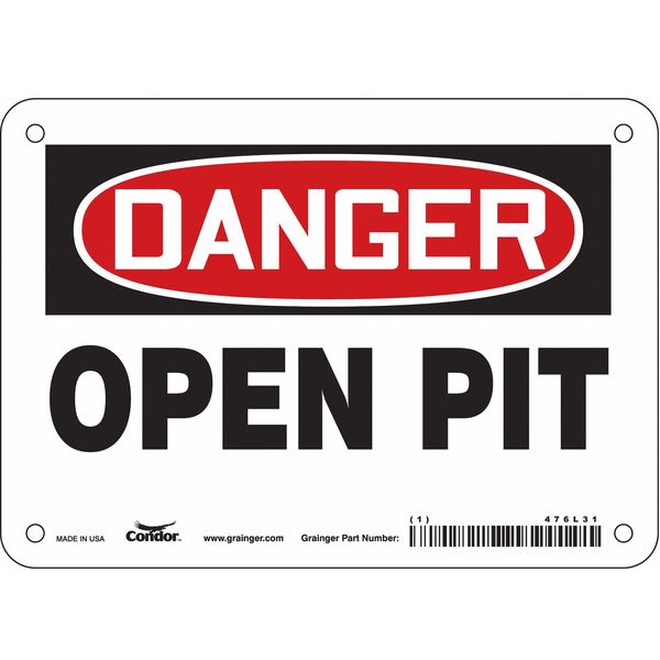 Safety Sign, 5 in Height, 7 in Width, Aluminum, Horizontal Rectangle, English