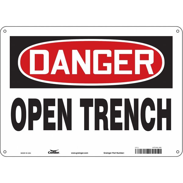 Safety Sign, 10 in Height, 14 in Width, Aluminum, Horizontal Rectangle, English, 476L48