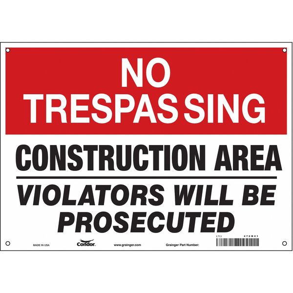 Safety Sign, 10 in Height, 14 in Width, Aluminum, Horizontal Rectangle, English, 476M01