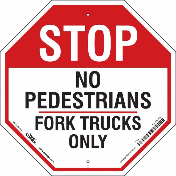 Safety Sign, 18 in Height, 18 in Width, Aluminum, Octagon, English