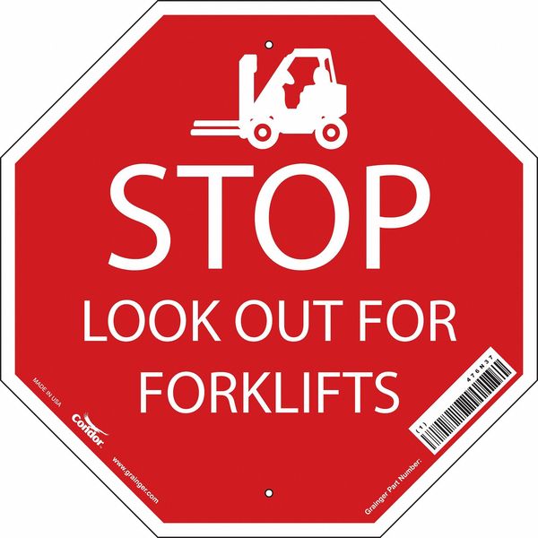 Stop Look Out For Forklifts Sign, 18