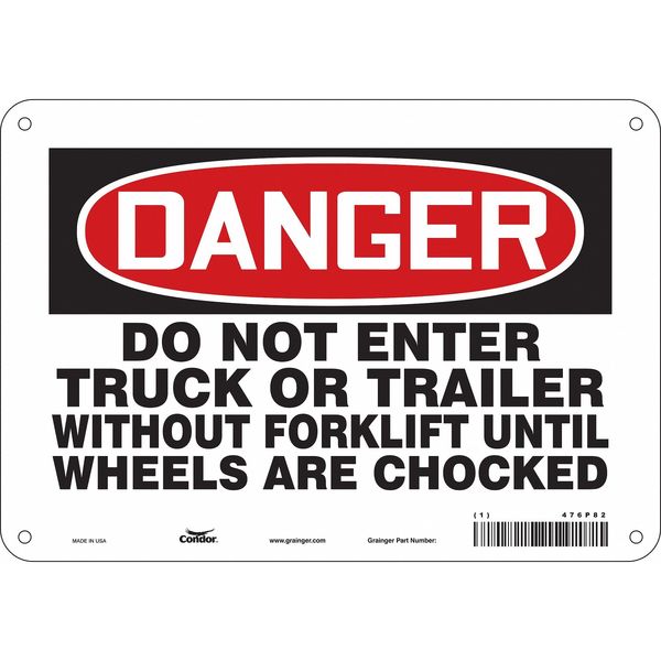 Safety Sign, 7 in Height, 10 in Width, Aluminum, Vertical Rectangle, English, 476P82