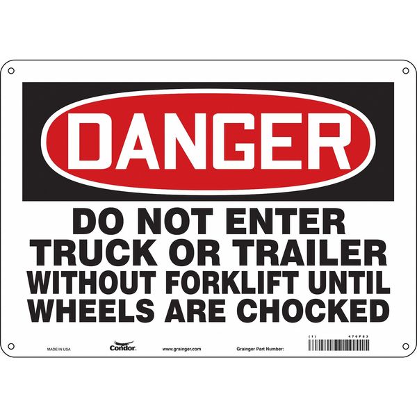 Safety Sign, 10 in Height, 14 in Width, Aluminum, Horizontal Rectangle, English, 476P83
