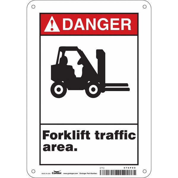 Safety Sign, 10 in Height, 7 in Width, Aluminum, Horizontal Rectangle, English, 476P88