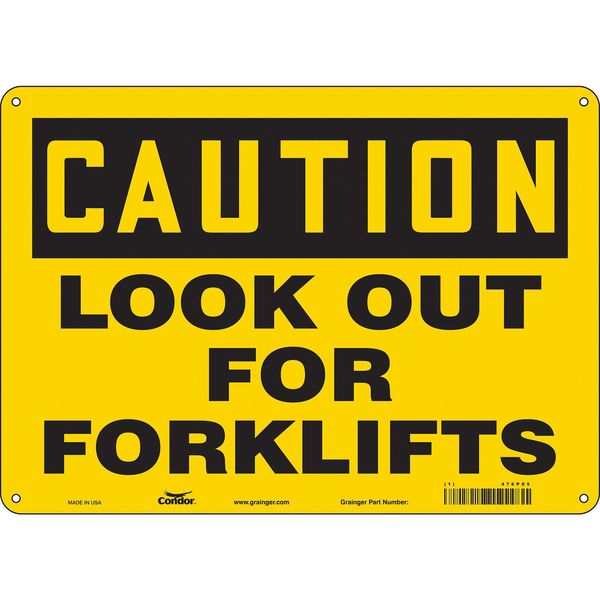 Safety Sign, 10 in Height, 14 in Width, Aluminum, Horizontal Rectangle, English, 476P05