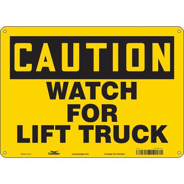 Safety Sign, 10 in Height, 14 in Width, Aluminum, Horizontal Rectangle, English, 476P33
