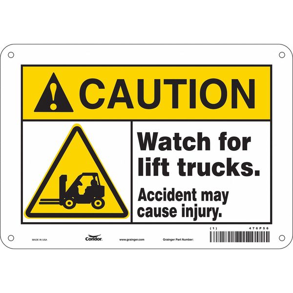 Safety Sign, 7 in Height, 10 in Width, Aluminum, Vertical Rectangle, English, 476P56