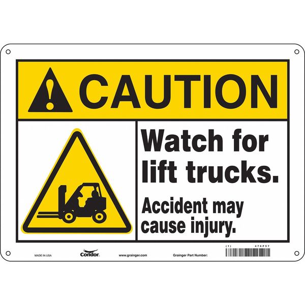 Safety Sign, 10 in Height, 14 in Width, Aluminum, Horizontal Rectangle, English, 476P57